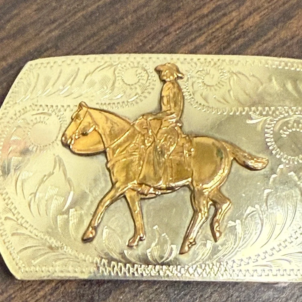 Vtg Irvine Jachens Belt Buckle German Silver Cowboy Cowgirl Rodeo Western